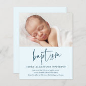 Budget Moderne Skriptboys Taufe Einladung (Vorne/Hinten)