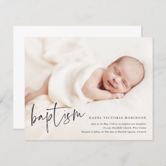 Budget Moderne Skripttaufe Einladung (Vorne/Hinten)