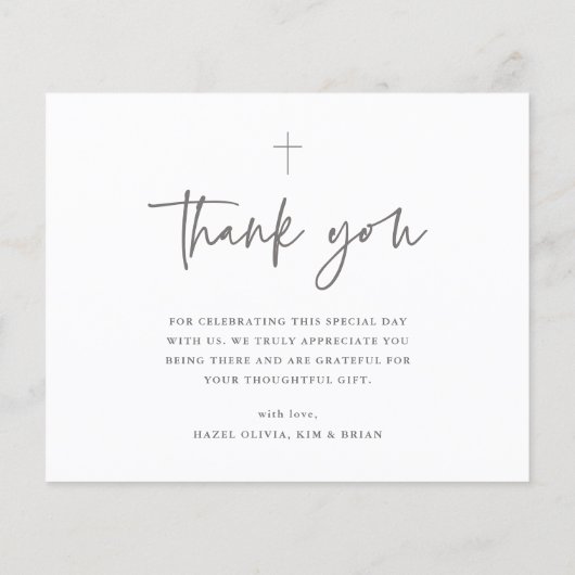 Budget Moderne Skripttaufe Vielen Dank Papier-Blat (Rückseite)