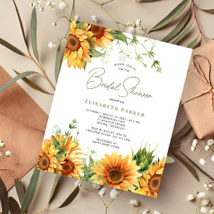 Budget moderne Sonnenblumen Brautparty-Einladung