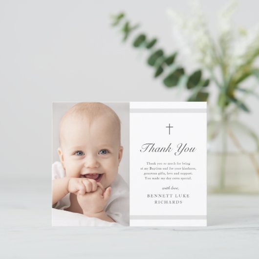 Budget Moderne Taufe Danke Karte (Stehend Vorderseite)