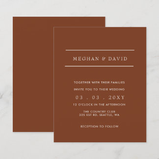 Budget Moderne Terracotta Hochzeit Einladung