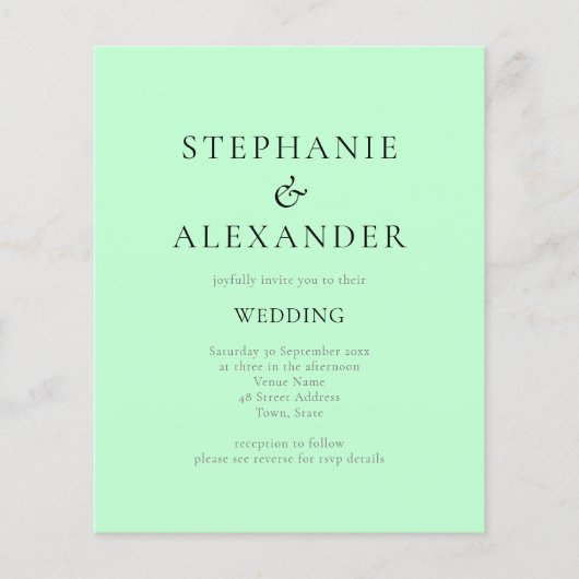 Budget Moderne Text Mint QR Code Hochzeit einladen (Vorderseite)