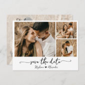 Budget Moderne Typografie Collage Save the Date Ankündigungspostkarte (Vorne/Hinten)