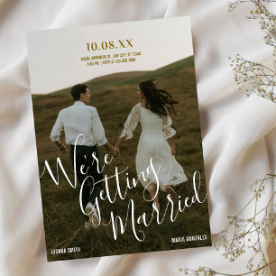 Budget Moderne Typografie Foto Hochzeit Einladung