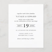Budget Moderne Typografie Hochzeit Einladung Flyer (Hinten)