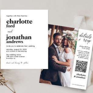 Budget Moderne Typografie QR Code Foto Hochzeit