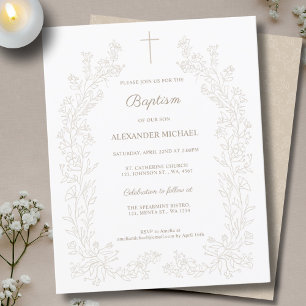 Budget Moderne Vintage Blumen Christliche Taufe