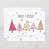 Budget Moderne Weihnachtsbäume Merry & Bright Card (Vorne/Hinten)
