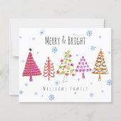 Budget Moderne Weihnachtsbäume Merry & Bright Card (Vorderseite)