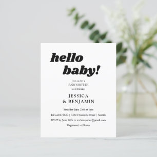 Budget Moderne Weiße Hallo Süße Babyparty-Einladun
