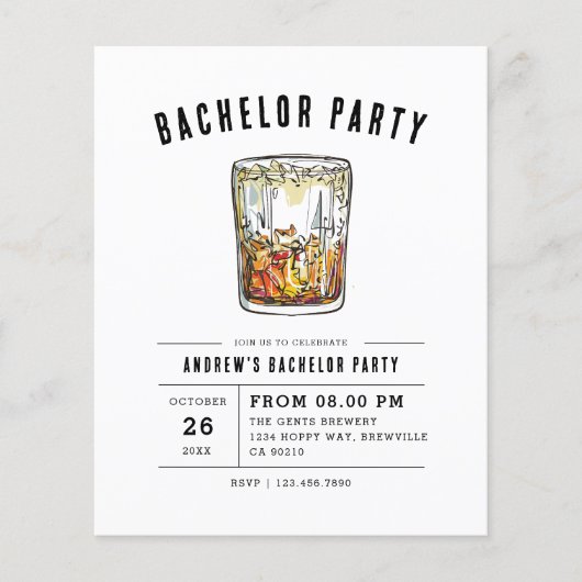 Budget Moderne Whiskey Bachelor Party Flyer (Vorne)