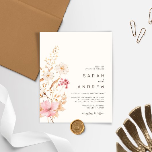 Budget Moderne Wildblume Botanischer Garten Hochze