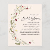 Budget Moderne Wildblume Brautdusche Einladung (Vorderseite)