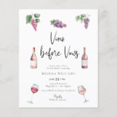 Budget Moderne Wine Bridal Dusche Einladung (Vorderseite)