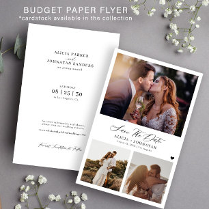 Budget moderner 3-Foto-Hochzeit Save-the-Date Flyer