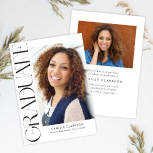 Budget Moderner Abschluss mit zwei Fotos Einladung