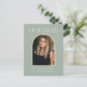 Budget Moderner Foto Sage Green Arch Abschluss Postkarte (Stehend Vorderseite)
