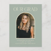 Budget Moderner Foto Sage Green Arch Abschluss Postkarte (Vorderseite)