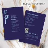 Budget Moderner Minimalistischer Navy Blue Wedding Flyer