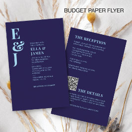 Budget Moderner Minimalistischer Navy Blue Wedding Flyer