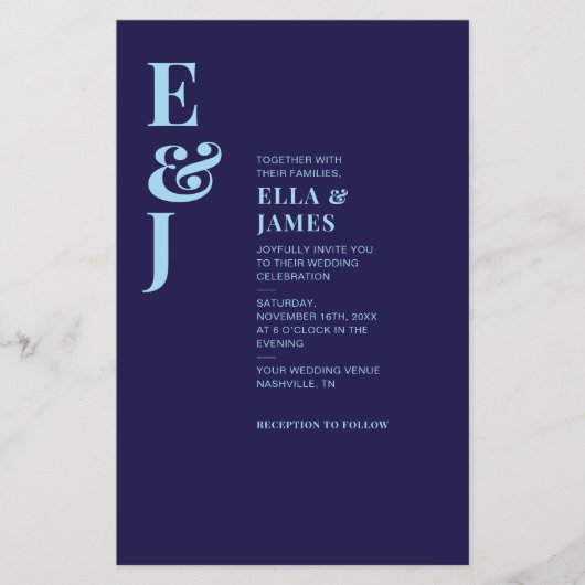 Budget Moderner Minimalistischer Navy Blue Wedding Flyer (Vorne)
