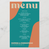 Budget moderner Retro-Groovy-Hochzeitsmenü-Schablo Flyer (Vorne)