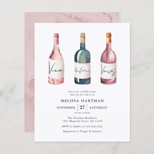 Budget Moderner Vino vor Vows Brautparty (Vorne/Hinten)