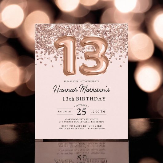 Budget Modernes 13. Geburtstag Rose Gold Party Flyer