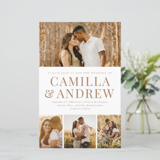 Budget Modernes 4 Foto Elegantes Hochzeitsempfang (Stehend Vorderseite)