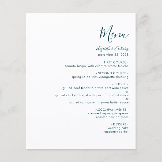 Budget Modernes Aquamarines Blue Script Hochzeitme (Vorderseite)