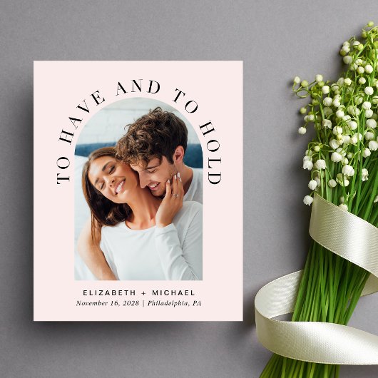 Budget Modernes Arch Foto Rosa Hochzeitseinladung