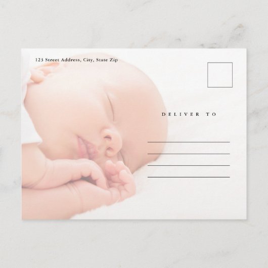 Budget Modernes Baby Foto Birge Ankündigungspostkarte (Rückseite)