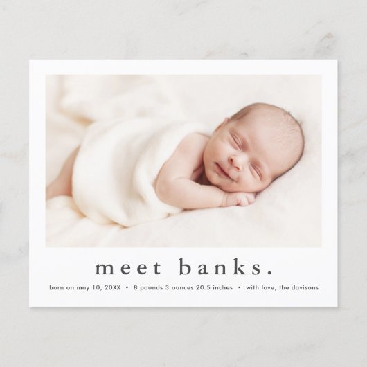 Budget Modernes Baby Foto Geburtserklärung (Vorderseite)