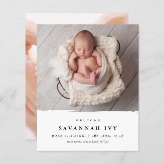 Budget Modernes Baby Foto Geburtserklärung (Vorne/Hinten)