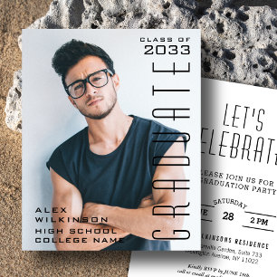 BUDGET Modernes Black Script Foto GRAD-Einladung