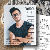 BUDGET Modernes Black Script Foto GRAD-Einladung