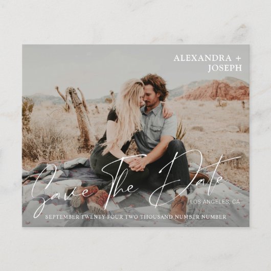 Budget Modernes Chic Foto Long Date Save the Date (Vorderseite)