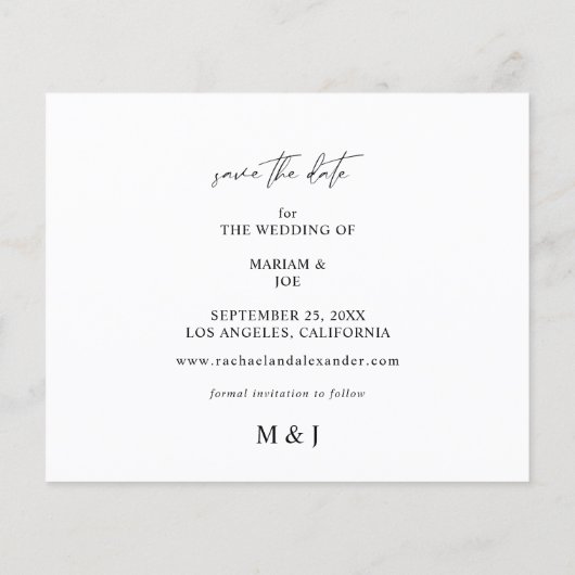 Budget Modernes Chic Foto Save the Date Flyer (Hinten)