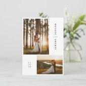 Budget Modernes einfaches Boho Foto Hochzeit Einladung (Stehend Vorderseite)
