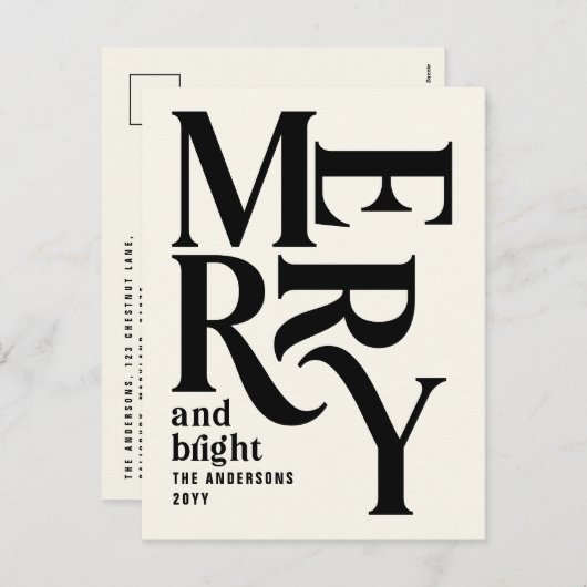 Budget Modernes, einfaches Creme frohe Weihnachten (Vorne/Hinten)