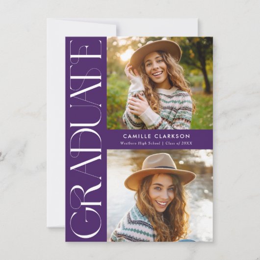 Budget Modernes Elegantes Drei-Foto-Abschluss Einladung (Vorderseite)