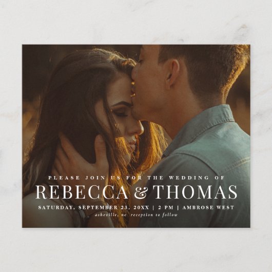 Budget Modernes elegantes Foto Hochzeit Einladung (Vorderseite)