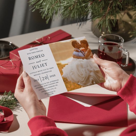 Budget Modernes elegantes Foto Hochzeit Einladung