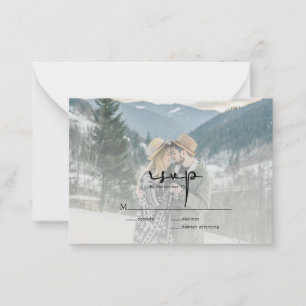 BUDGET Modernes, elegantes Skript-Foto Hochzeit RS Mitteilungskarte