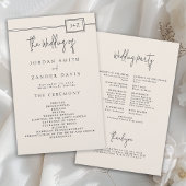 Budget Modernes Elfenbeinmonogramm-Hochzeitsprogra Flyer