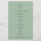 Budget Modernes Eukalyptus-Hochzeitsprogramm (Rückseite)