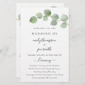 Budget Modernes Eukalyptus Script-Hochzeitsprogram (Vorne/Hinten)