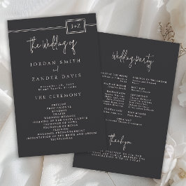 Budget Modernes Flachschwarz-Monogramm-Hochzeitspr Flyer