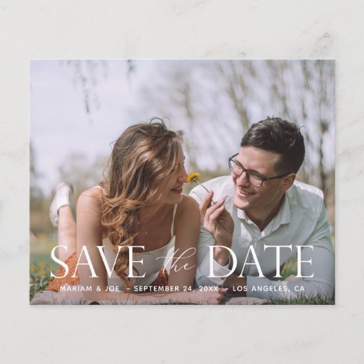 Budget Modernes Foto Das Skript H Save the Date Flyer (Vorne)